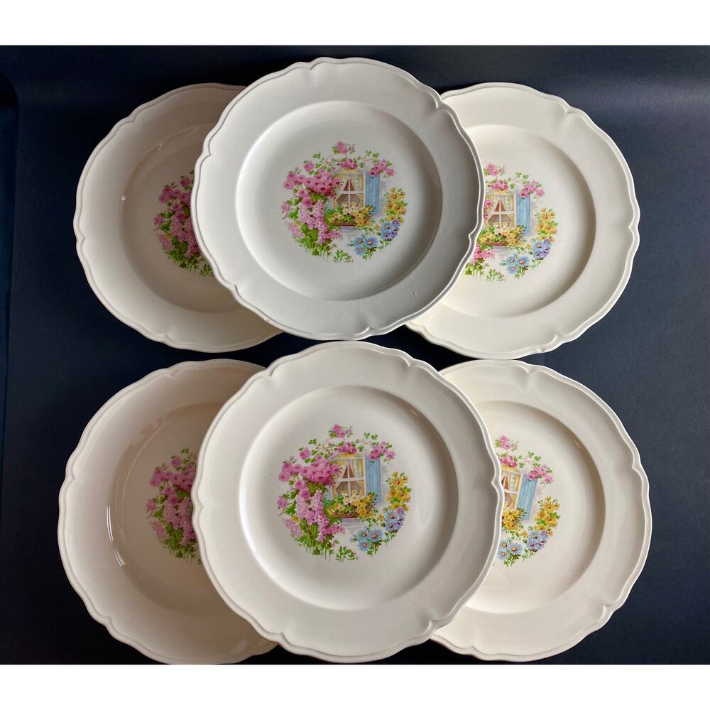 Set of 6 Edwin Knowles Dinner Plates - 1930s Cottage Style,
